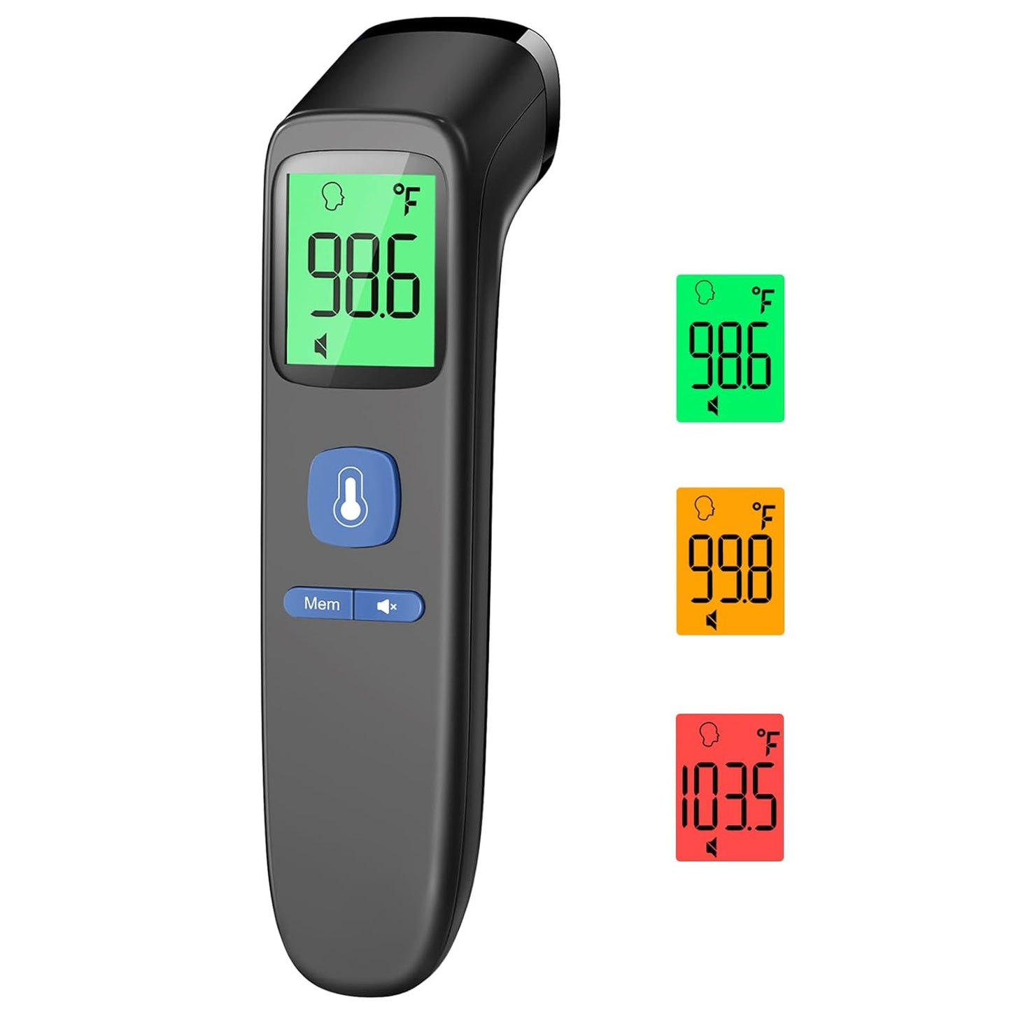 Forehead and Ear Thermometer for Adults and Kids, Fast Accurate Thermometer with Fever Alarm, 1S Reading & Silent Mode, Easy to Use for Baby, Kids & Elderly (Black)