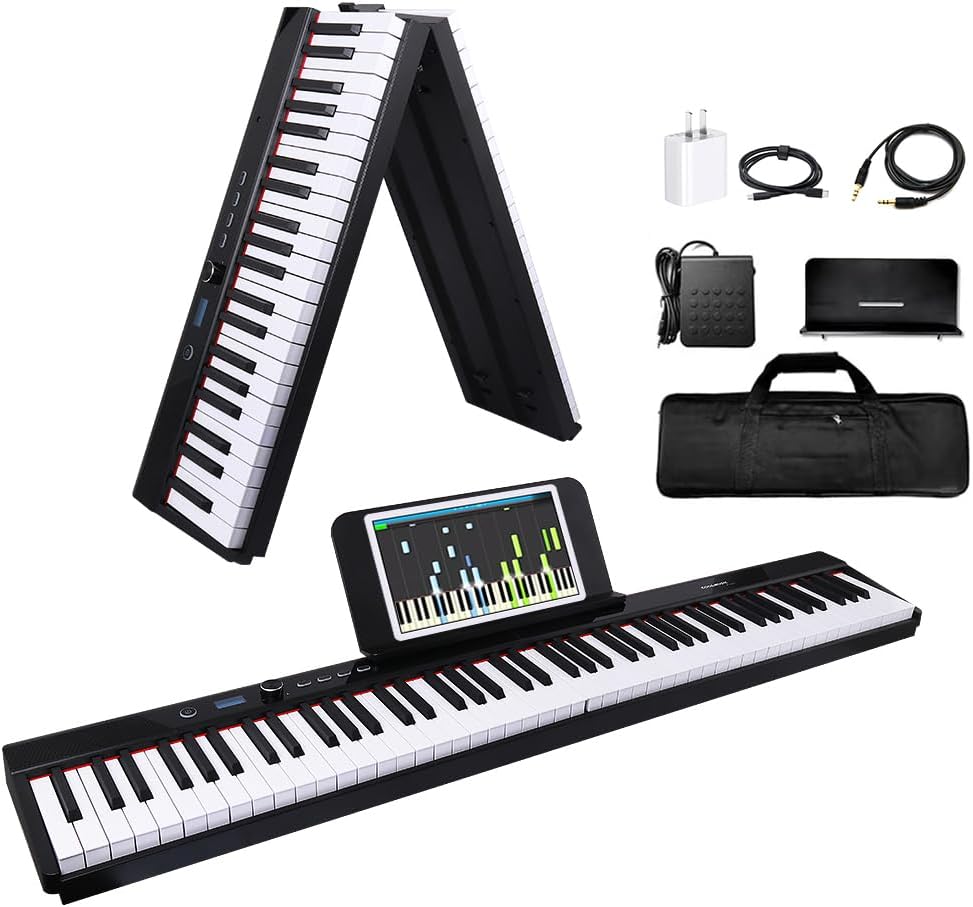 Coolmusic Portable Piano Keyboard Foldable: Portable Keyboard Piano 88 keys Semi-Weighted keyboard Electric Folding Piano Kit for Adult Kids