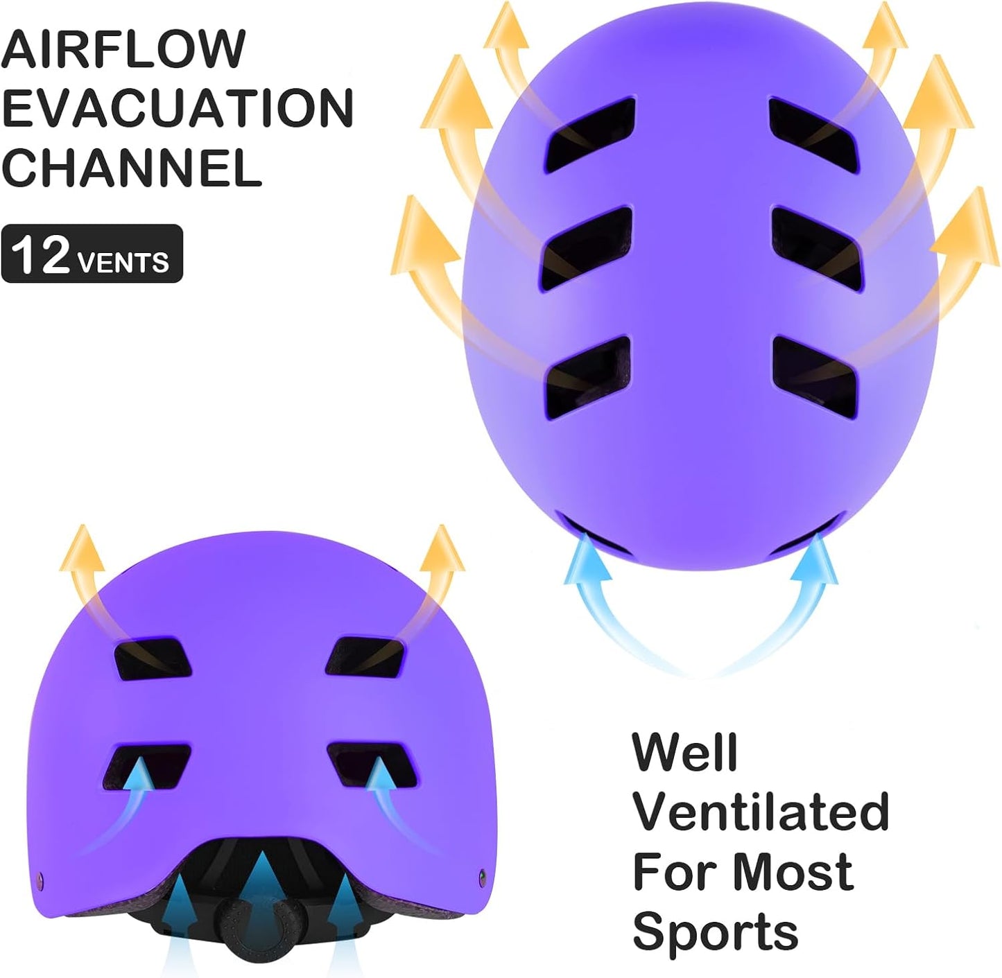 Adjustable Kids Bike Helmet with Knee Pads Elbow Pads Wrist Guards for Age 3-5-8-14+ Youth/Teens,Ventilation Multi-Sport Scooter Roller Skate Rollerblading Skateboarding Climbing Cycling