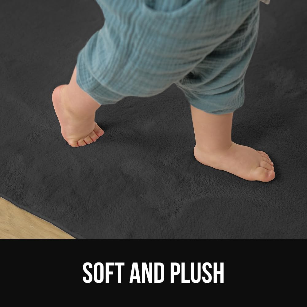 GORILLA GRIP Ultra Soft Washable Area Rug, Stain and Slip Resistant Plush Thick Carpet for Bedroom Living Room, No Shed Floor Rugs, Pet Friendly, Dorm Essentials, Kid Nursery Home Decor, 3x5 Dark Gray
