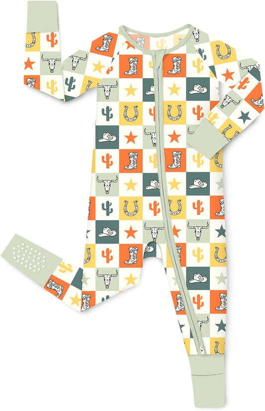 Bamboo Viscose Baby Convertible Footie Pajama, Zipper Pajamas for Baby Boys & Girls, Sleep & Play Footed Pjs