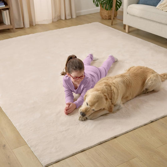GORILLA GRIP Ultra Soft Washable Area Rug, Stain and Slip Resistant Plush Thick Carpet for Bedroom Living Room, No Shed Floor Rugs, Pet Friendly, Dorm Essentials, Kids Nursery Home Decor, 4x6, Ivory