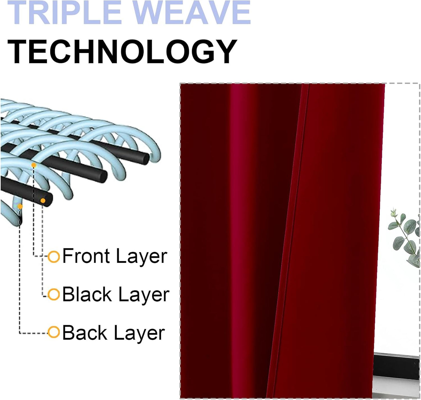 Simplebrand Ava Red Blackout Curtains for Bedroom 63 Inch Length 2 Panels Set, Nursery Thermal Insulated Energy Saving Rod Pocket Window Treatment Curtains Blackout Drapes, W40 x L63 Inch, Red