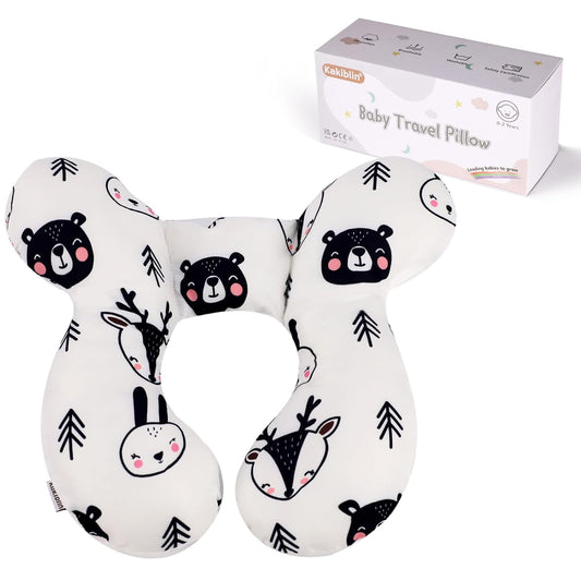 KAKIBLIN Baby Travel Pillow, Pillow for Head and Neck, Upgraded Baby Neck Support Pillow for Car Seat,Pushchair,Travel (Bear)