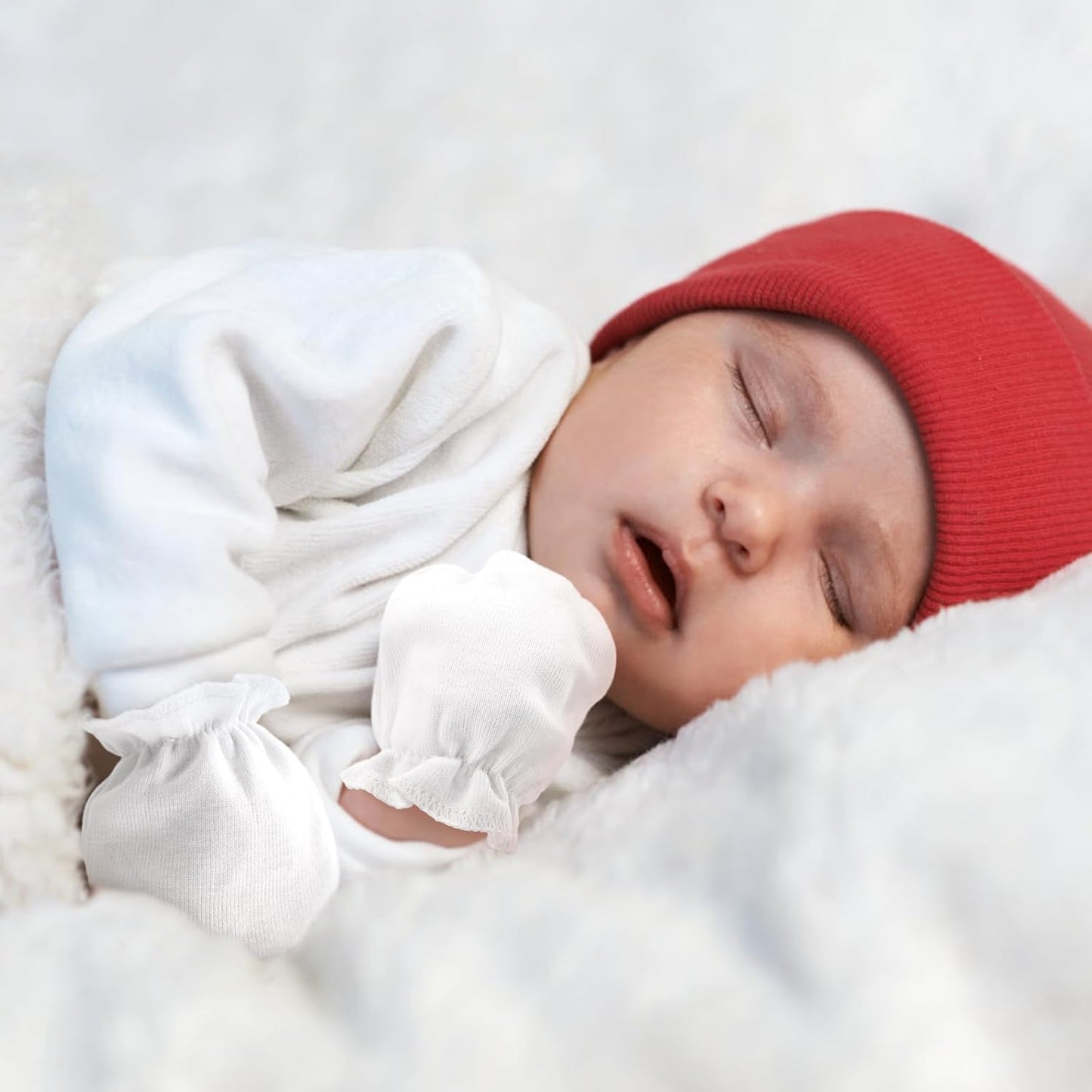 Newborn Baby Mittens No Scratch Cotton Elastic Wrist Gloves Infant Toddler Mittens for Baby Boy Girl 0-6 Months