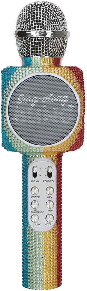 Sing-Along Bling Bluetooth Karaoke Microphone and Bluetooth Stereo Speaker All-in-One (Rainbow Bling)