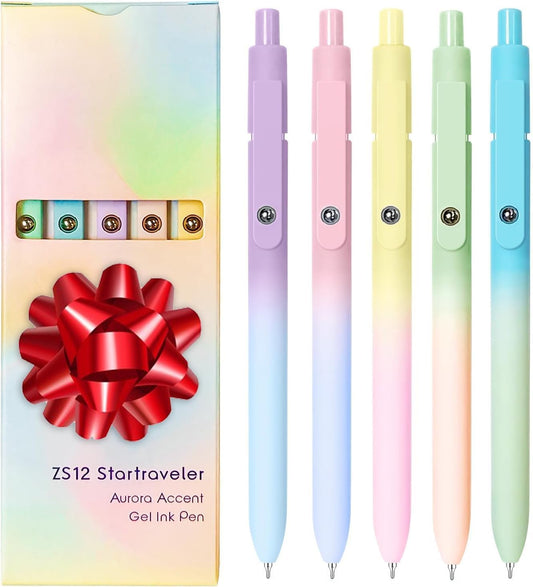 Valentines Day & Birthday Gifts for Teens & Women, Gel Pens - Black Ink, Preppy Stuff, Easter Gifts for 4-12 Year Old Girls (5 Pcs Gradient)