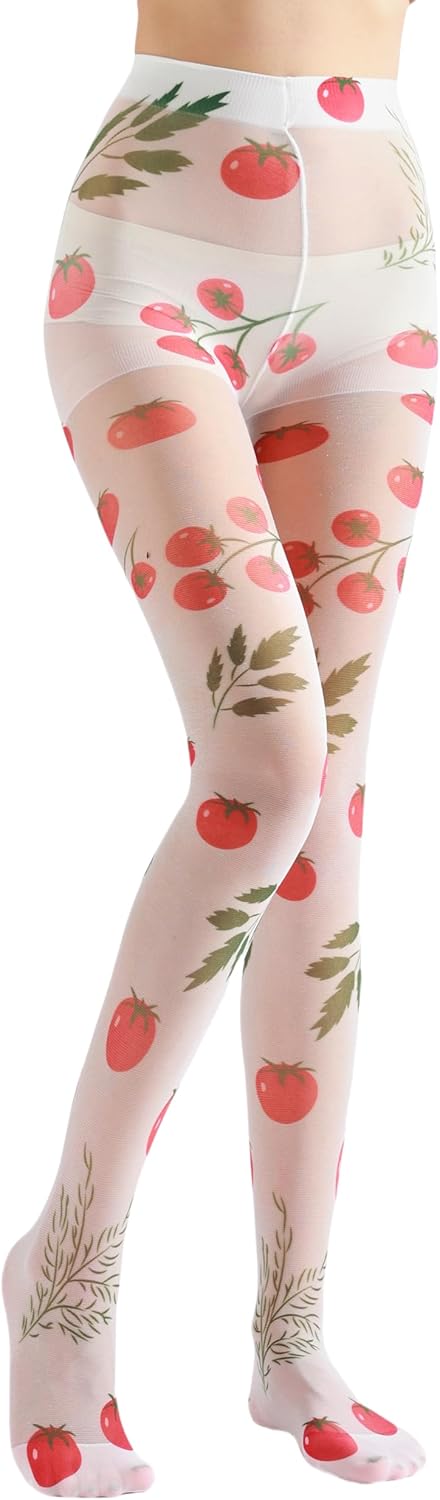 Sahabowi Women's Sheer Fashion Digital Print Fashions Stockings Metallic Silver Tights 1