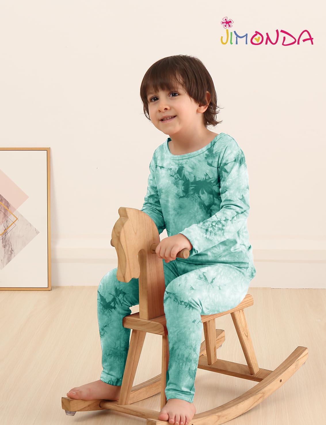 Jimonda Kids Soft Rayon From Bamboo Sleepwear Long Sleeve Boys Girls Pajama Outdoor 2-Piece tops&pant Casual sets Tie Dye PJ