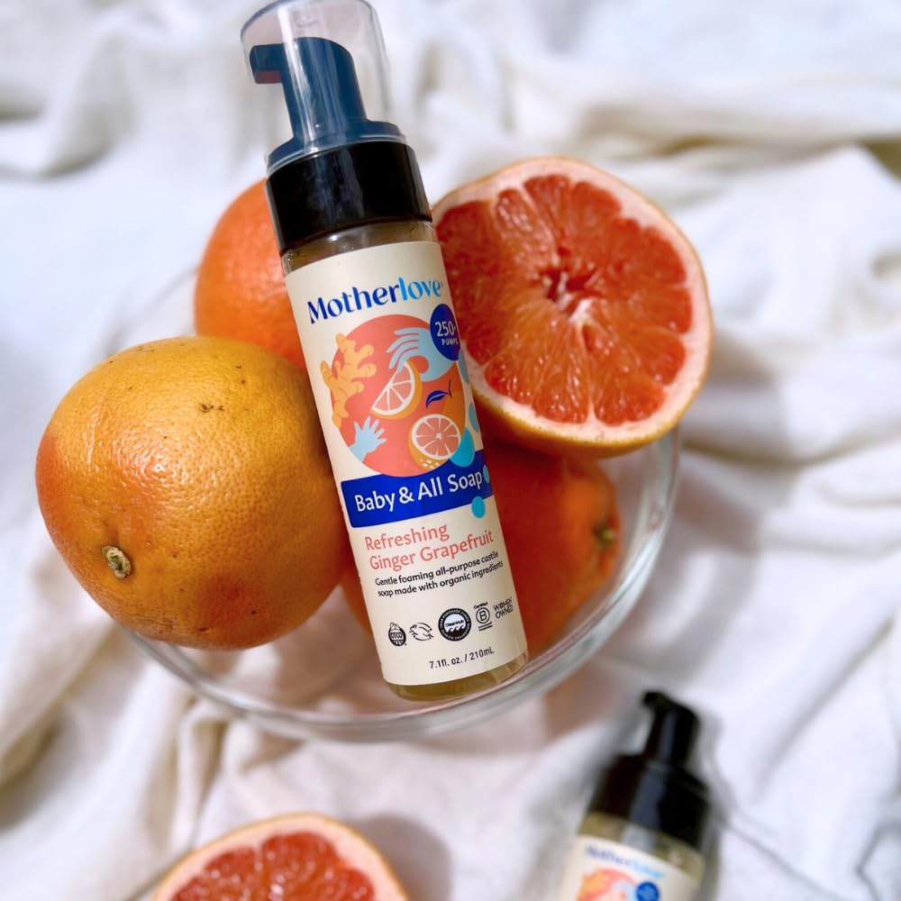 Motherlove Baby & All Soap (32 oz) Gentle Foaming All-Purpose Castile Soap Made with Organic Ingredients – Refreshing Ginger Grapefruit