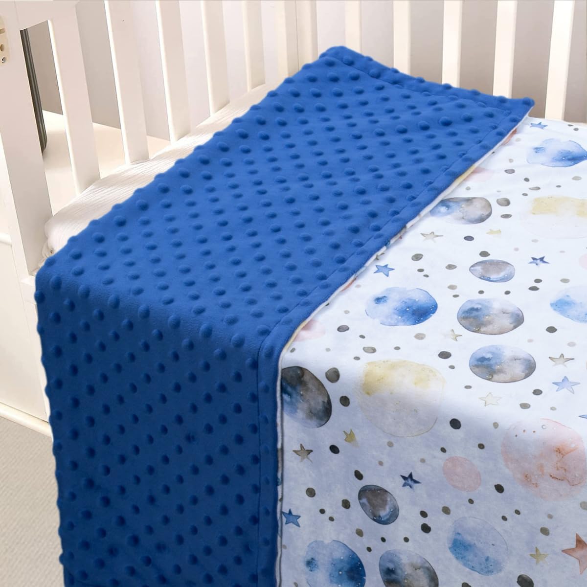 Baby Blankets for Unisex Boys Girls, Super Soft Nursery Minky Blankets, 30 x 40 inch Outer Space Printed Bed Throws Newborn (Color Planet)