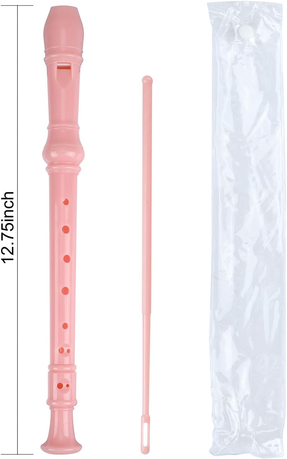 Soprano Recorder Descant Flauta Recorder 8 Hole ABS Clarinet German Style Treble flute C Key for Kids Children With Fingering Chart Instructions with Cleaning Rod Bag white