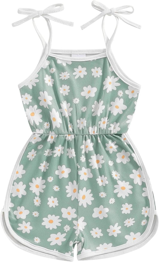 WZTYYDS Toddler Baby Girl Summer Clothes Floral Romper Tie-Up Strap Halter Jumpsuit Infant Summer Sling Playsuit 6M-3T