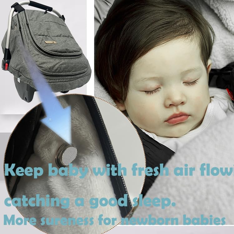 Car Seat Covers for Babies Winter - Baby Car Seat Cover Water Resistant,Universal Cold Weather Shield Carseat Covers Protection for Baby Warm and Cozy Carseat Cover for Infant Car Seat