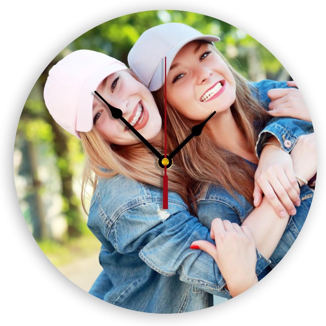 Generic Custom Clocks for Walls Personalized Picture Hanging Time Clocks Silent Non Ticking Round Decoration for Kitchen Family Friends Gifts, 10inch-25cm