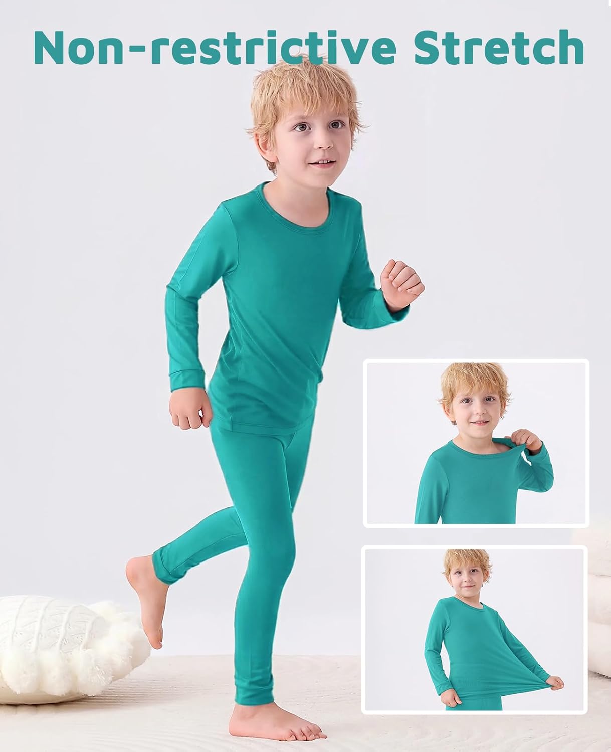 JunNeng Bamboo Viscose Pajamas for Toddler Baby, Boys Girls Solid Snug Fit Pajamas Long Sleeve Sleeper