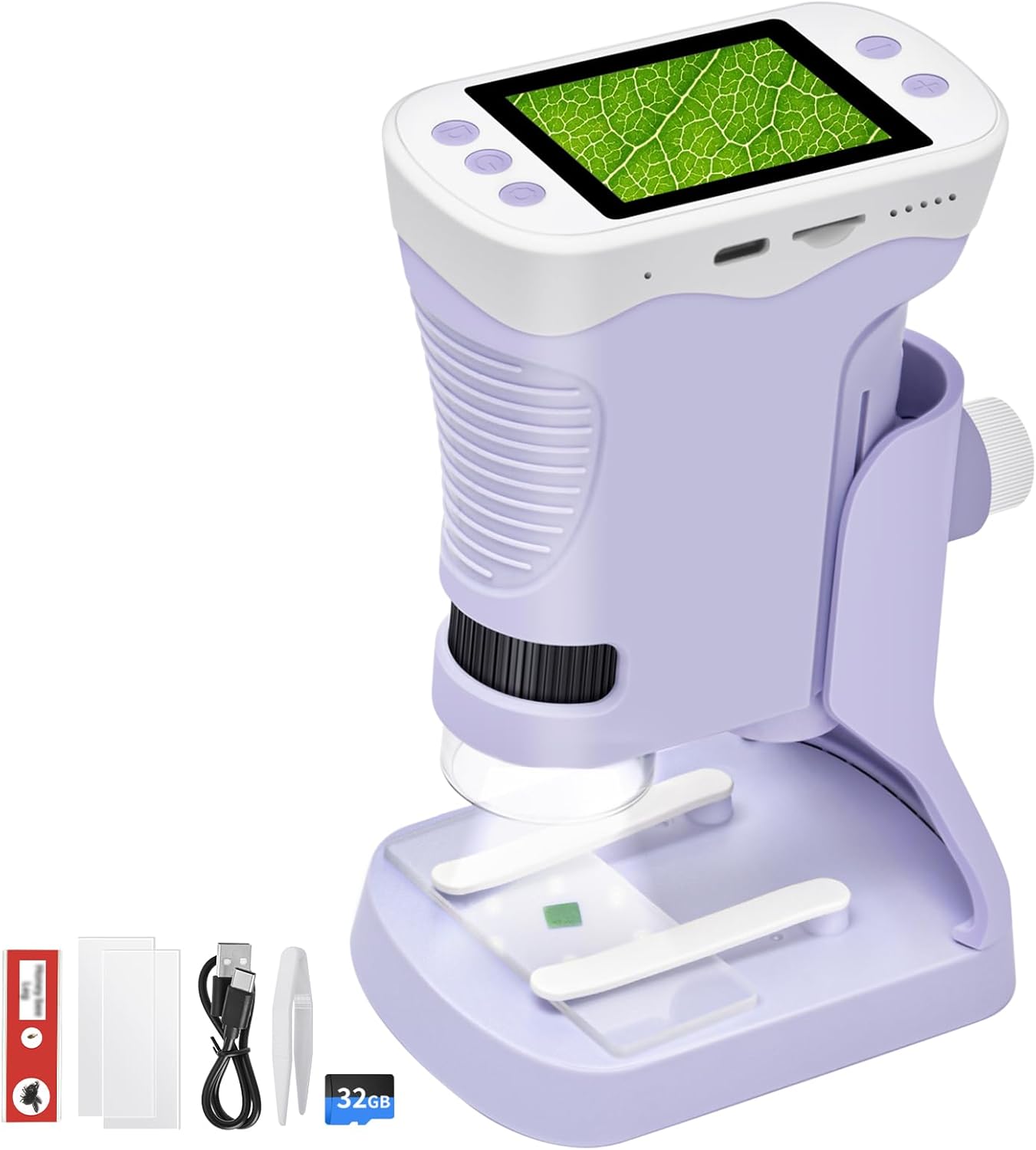 Mini 3-in-1 Pocket Microscope with Camera & Telescope, 32GB SD Card, 2.4" IPS HD Screen, Handheld Digital Microscope for Kids, Educational Science Kit, Christmas Birthday Gift for Boys Girls Ages 3-9