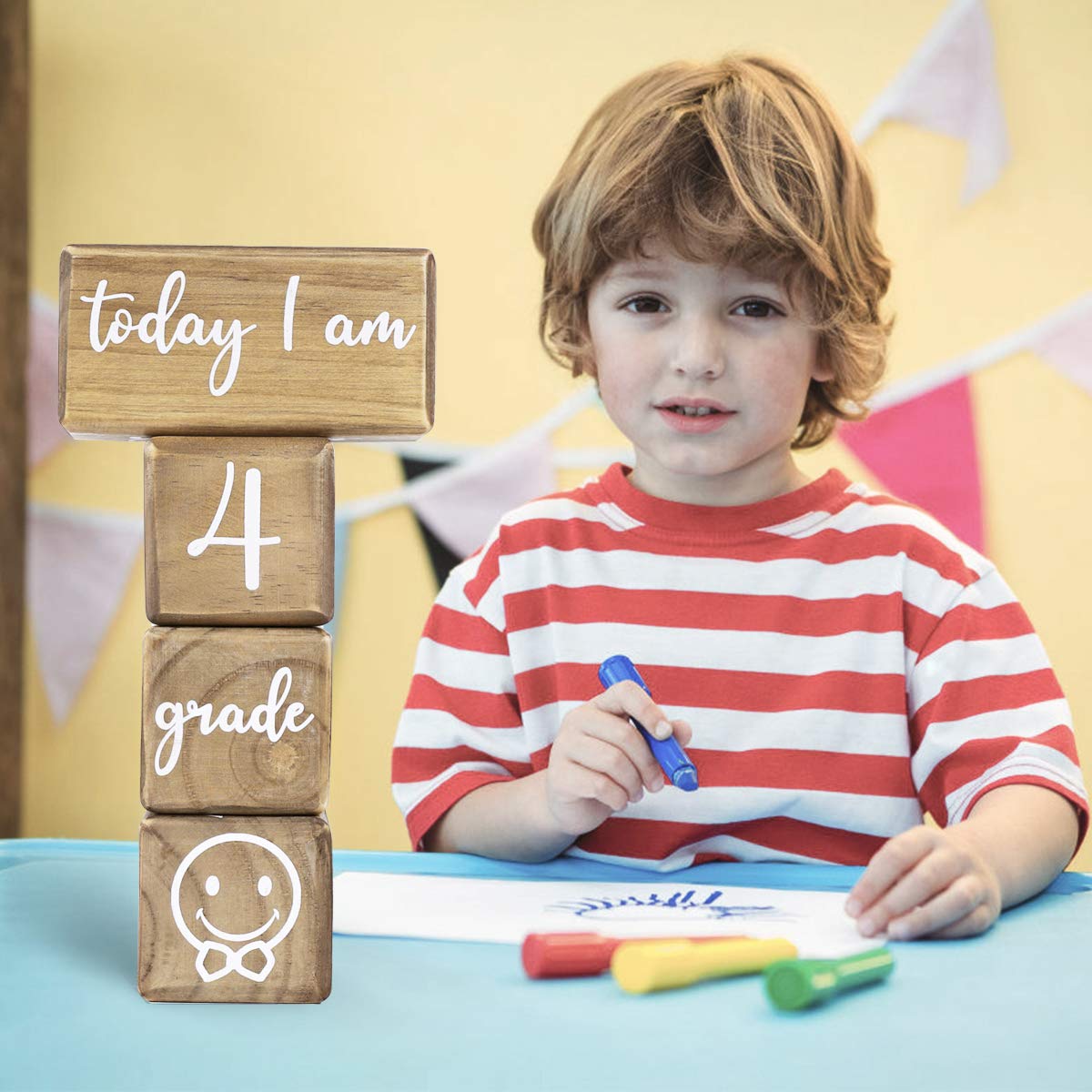 Baby Monthly Milestone Blocks for Boy or Girl, Milestones Age Photo Block Set for Baby Shower, Pregnancy Countdown, 7 Pcs