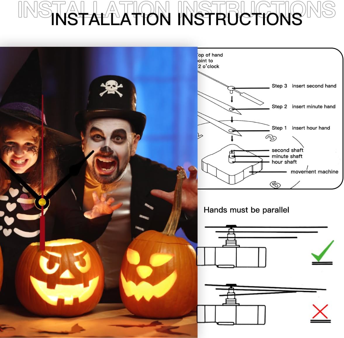 Custom Clocks for Walls Personalized Picture Hanging Time Clocks Silent Non Ticking Round Decoration for Kitchen Wedding Friend Family Lover