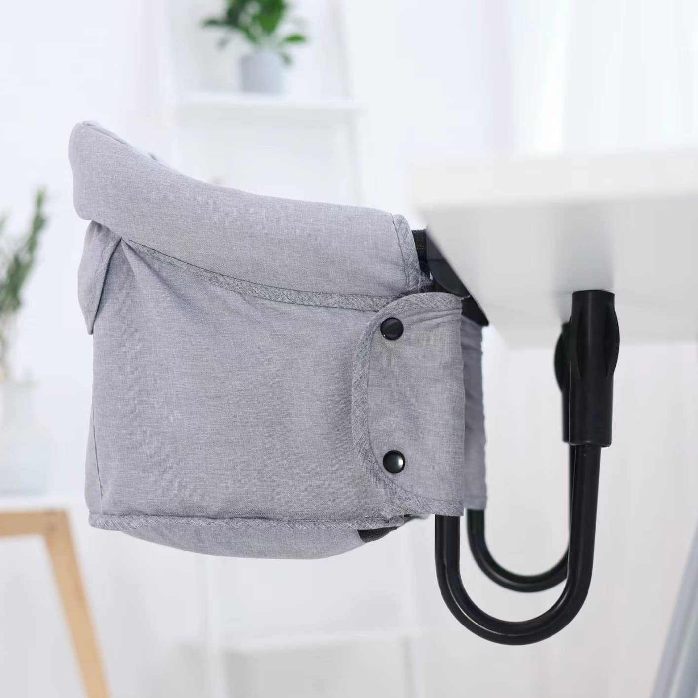 PandaEar Hook on Booster Quick Seat for Baby| Clip on Table High Chair for Home &Travel| Portable Fold-Flat High Load Design -Grey