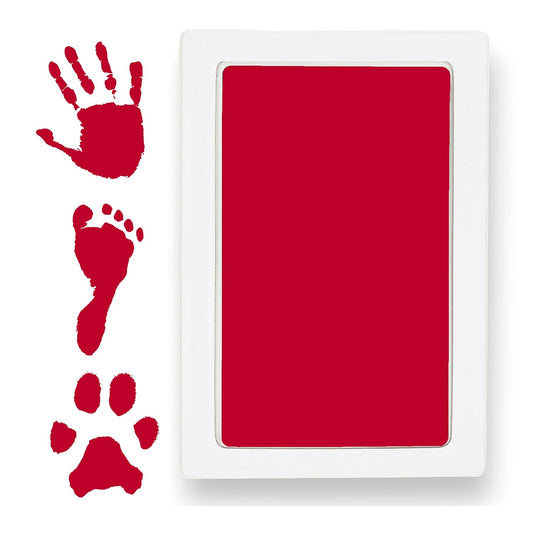 Large Clean Touch Ink Pad for Baby Handprints and Footprints – Inkless Infant Hand & Foot Stamp – Safe for Babies, Doesn’t Touch Skin – Perfect Family Memory or Gift, Red Print Kit by Tiny Gifts