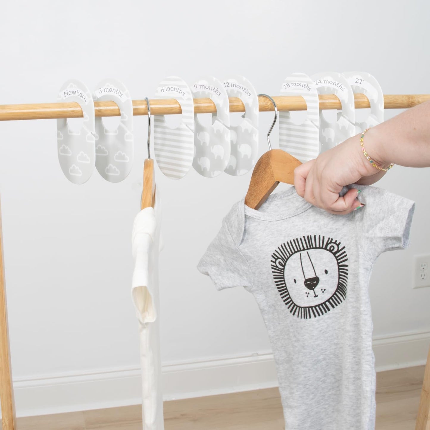 The Peanutshell 10 Pack Baby Closet Dividers Boy or Girl, Baby Clothes Organizer, Toddler Hanger, Closet Size Dividers, Nursery Organization for Clothing Storage, Newborn to 2T; Elephant Nursery Decor