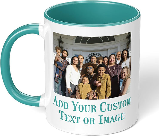Personalized Mother's Day Coffee Mug, Custom Mum Photo Text 11 Oz Ceramic Mug, Customized Mom Gift Idea Picture Name Cup, Taza Cafe Personalizadas Fotos, Cute Gifts Mom Women Dad Men, Teal