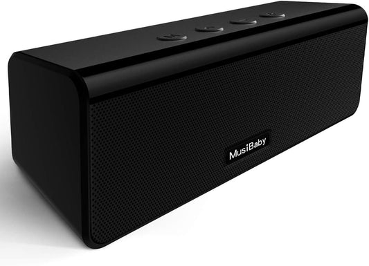 Bluetooth Speaker,MusiBaby Speakers Bluetooth Wireless,Outdoor,Waterproof,PortableSpeaker,Booming Bass,Stereo,Dual Pairing,24H Play,Wireless Speakers for Home,Hiking,Travel-Black