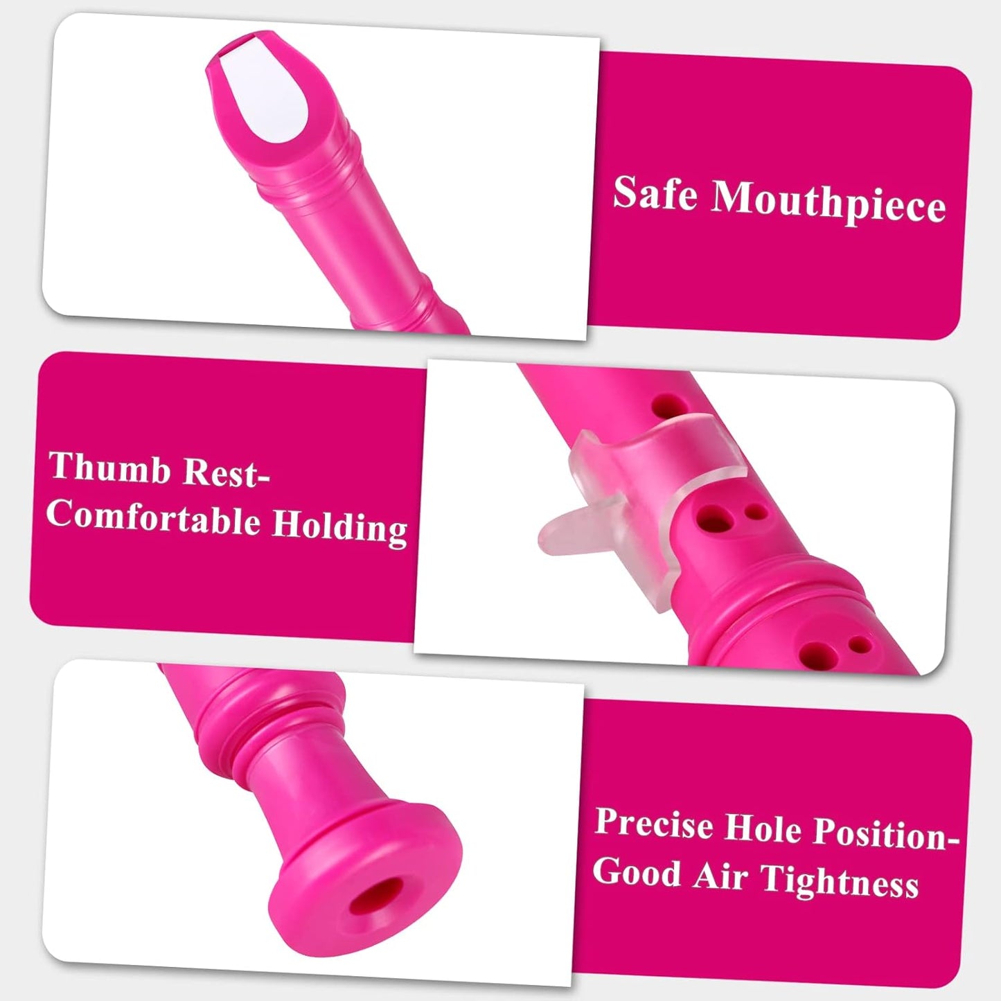 Eastrock Recorder Instrument German Style Soprano Recorder 3 Pieces for Beginners with Cleaning Rod, Fingering Chart, Packing Bag, Thumb Rest