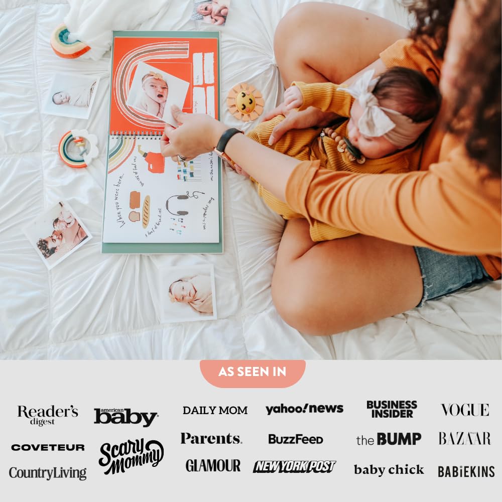 Lucy Darling Baby Memory Book – Little Rainbow | First 5 Years Journal & Photo Album | Gender-Neutral Milestone Keepsake for Baby Boy or Girl | New Mom Gift