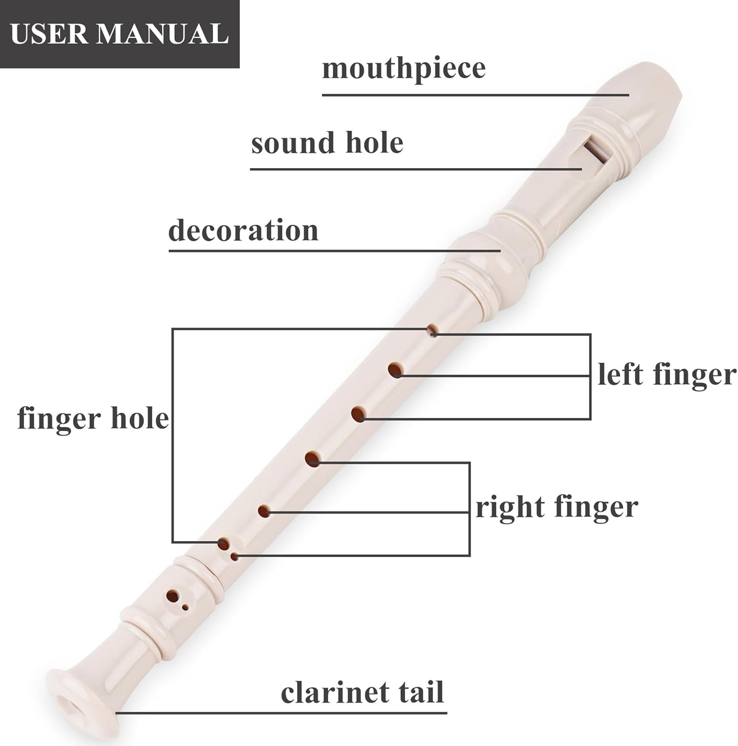 Recorder Instrument for Beginner Adults,8-Hole Soprano Descant Recorder Music Flute with with Cleaning Rod & Leather Case For Home Entertainment(3-Carved White)