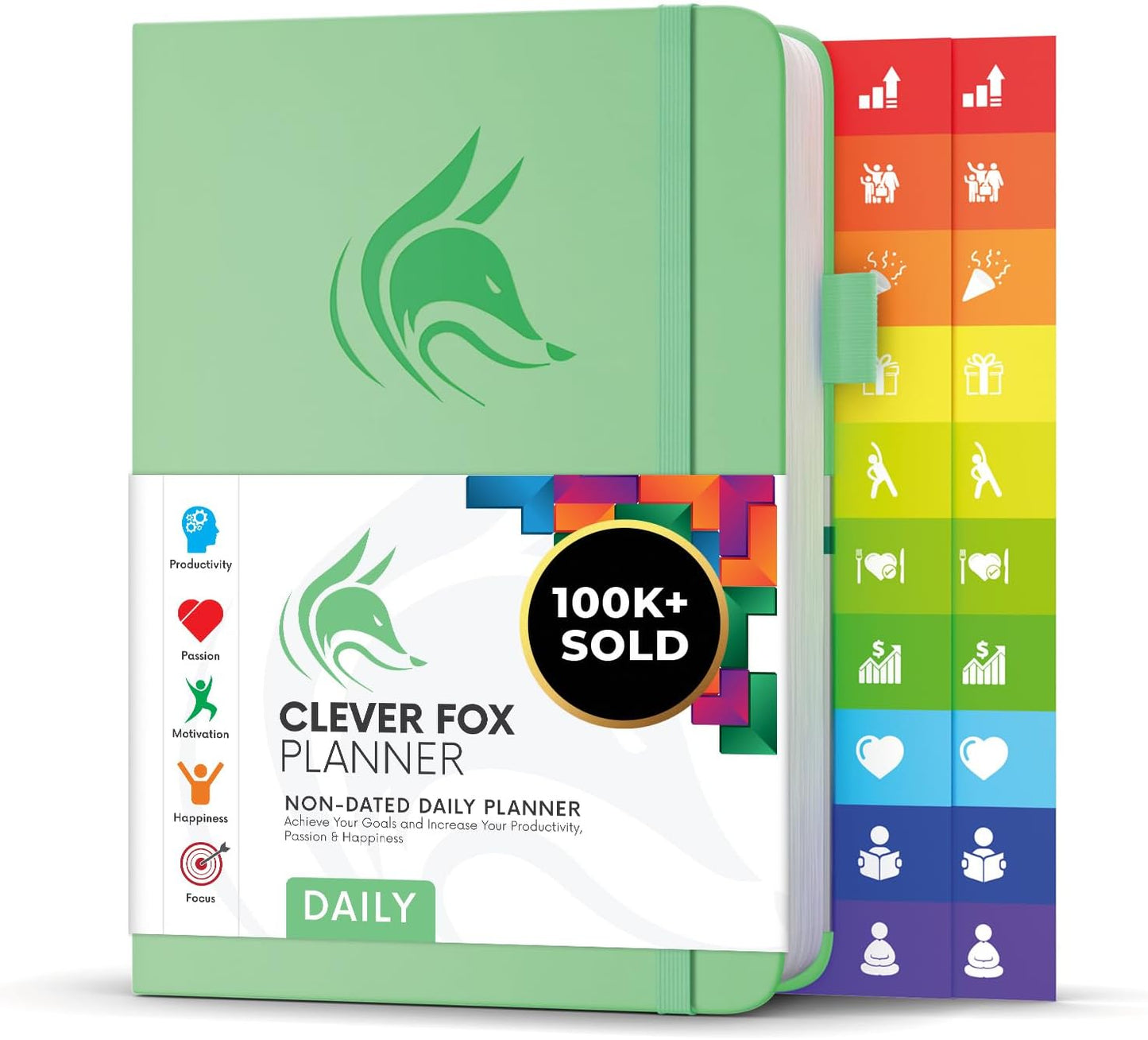 Clever Fox Daily Planner – Undated Planning Notebook with Hourly Schedule & To-Do List – Personal Day Task & Work Organizer, 6 Months (Mint Green)