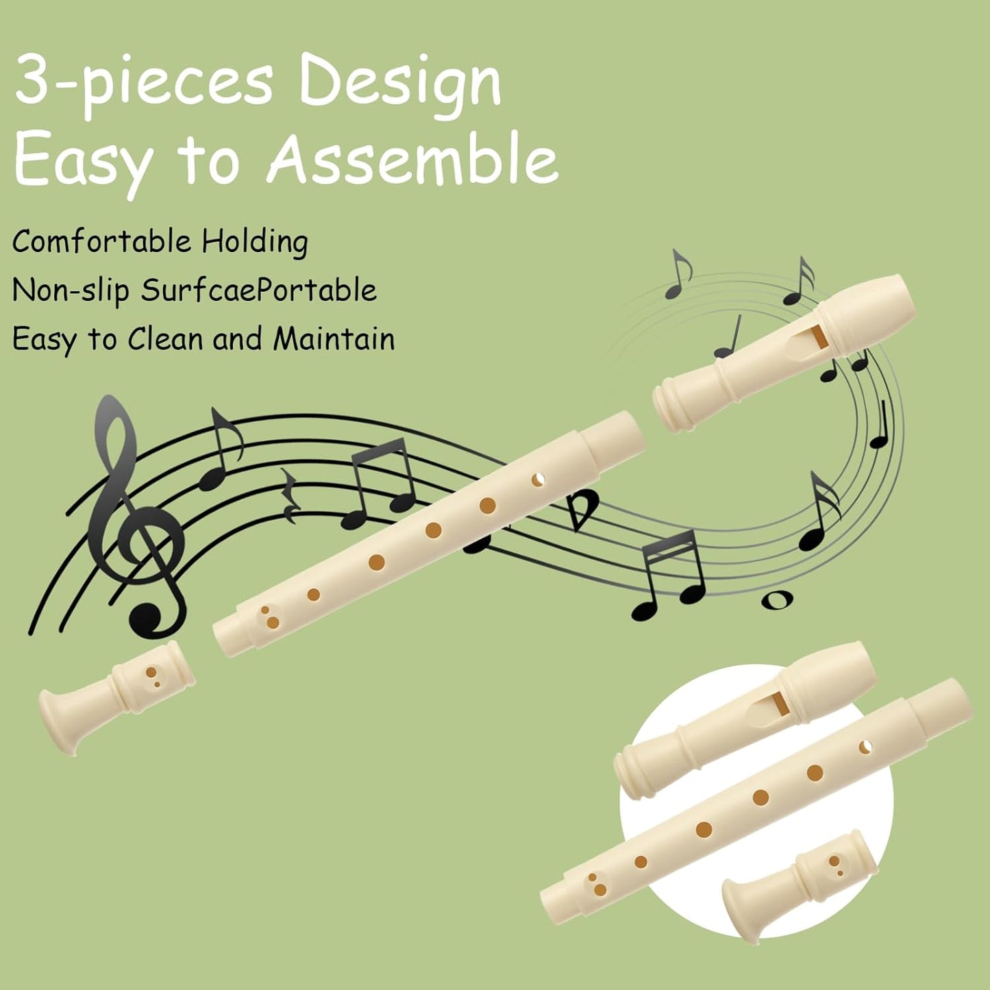 6 Pack Soprano Recorder Instrument, 8 Hole Recorder Flute, Plastic Recorders Musical Instruments with Cleaning Rod, Beginner Recorder Soprano Recorder for Music