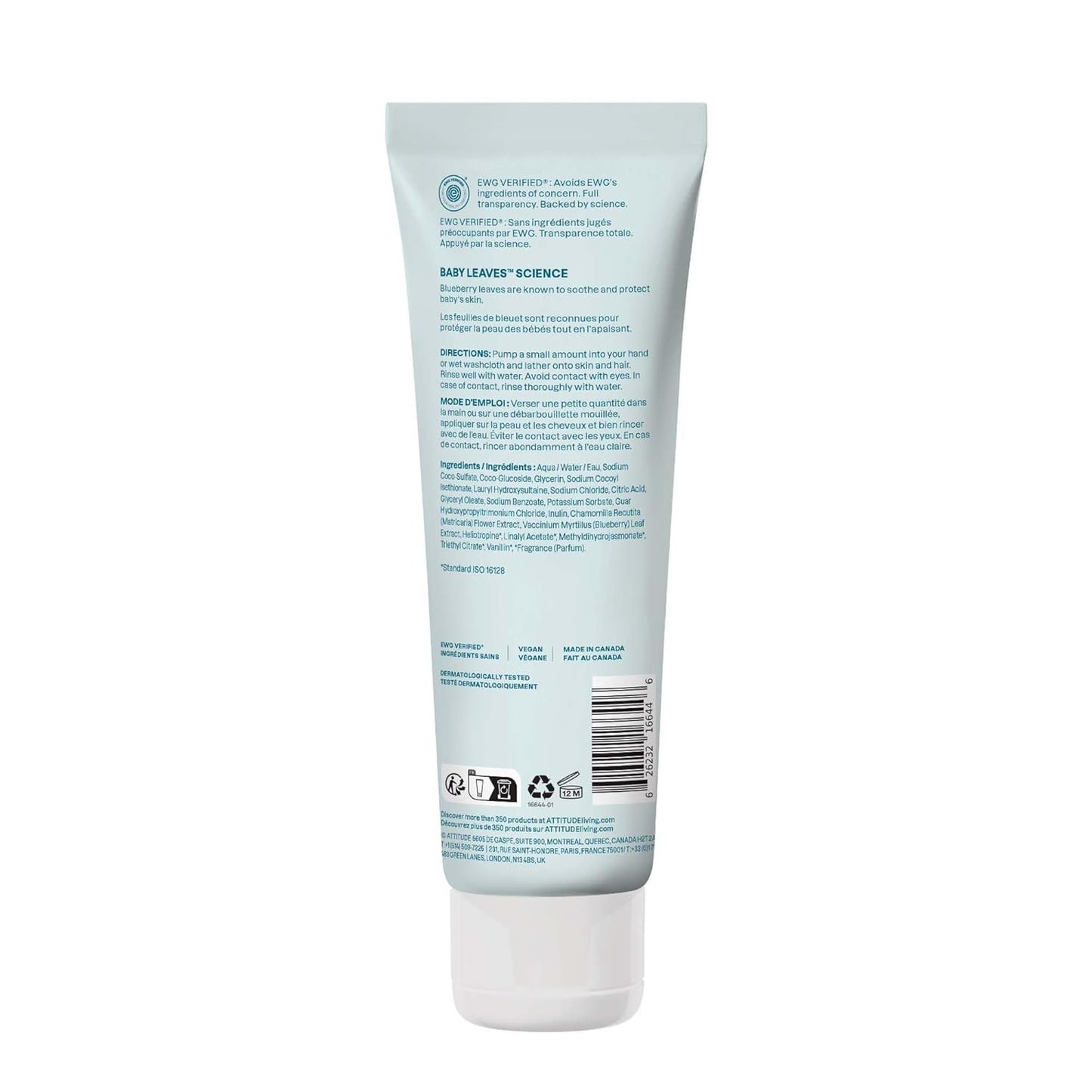 ATTITUDE 2-in-1 Shampoo and Body Wash for Baby, EWG Verified, Dermatologically Tested, Vegan, Good Night, 8 Fl Oz