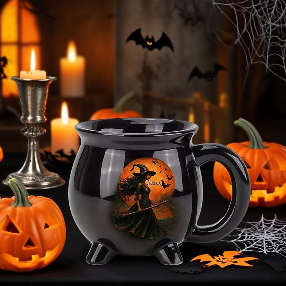Custom Witch Cauldron Mug, Personalized Witches Brew Halloween Coffee Mug, Halloween Mugs Gifts For Women, Besties, Family, Witches Cauldron, Witch Coffee Mug, Witchy Gifts For Women (1PC)