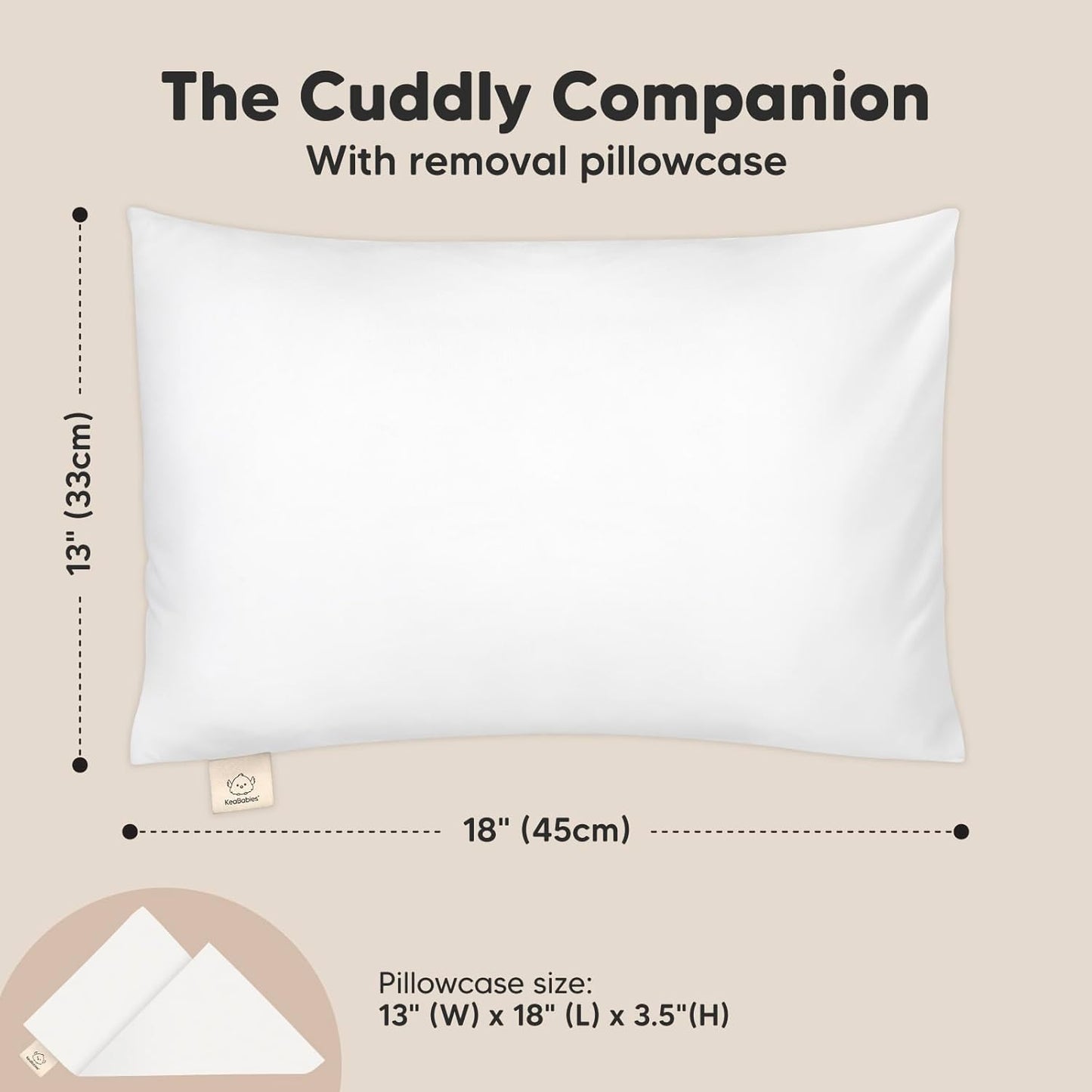 Toddler Pillow with Pillowcase - 13x18 My Little Cuddly Pillow, Viscose Derived From Bamboo Nursery Toddler Pillows for Sleeping,Kids Pillow,Small Travel Pillows,Mini Toddler Bed Pillow (Soft White)