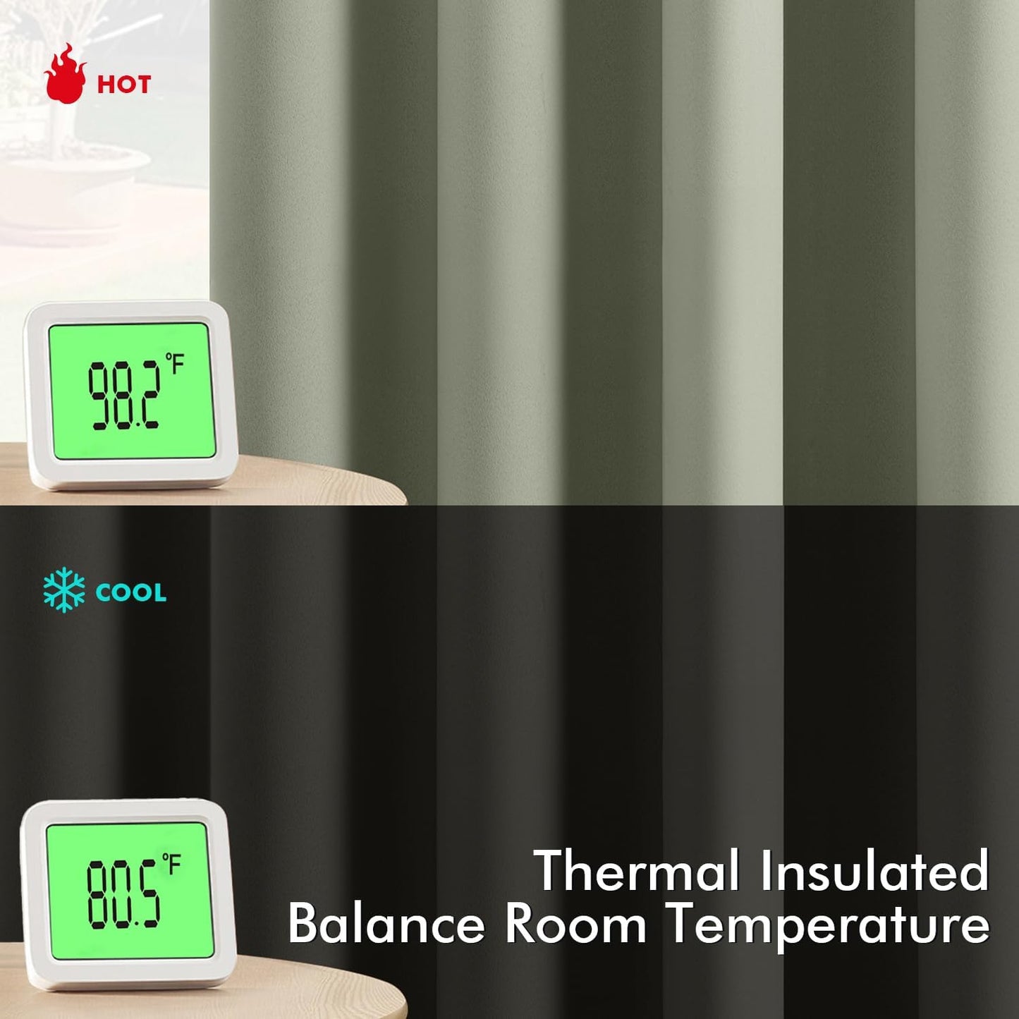 MIULEE Sage Green Blackout Curtains for Bedroom Living Room 68 Inches Long 2 Panels, Thermal Insulated Room Darkening Drapes Solid Grommet Top Noise Reducing Light Green Window Treatments 40x68 Inch