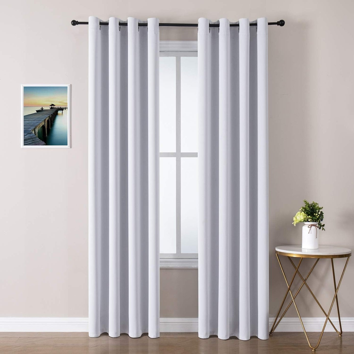 ChrisDowa Room Darkening Curtains 102 Inches Long 2 Panels Set for Living Room, Grommet Thermal Insulated Blackout Curtains for Bedroom (Greyish White, 52 x 102 Inch)