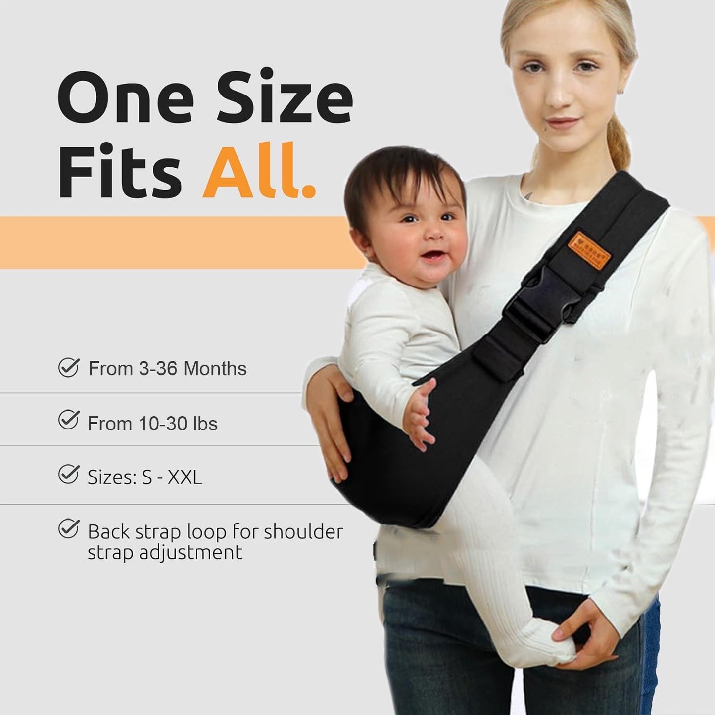 Baby Sling Carrier Newborn to Toddler Adjustable One-Shoulder Design with Hip Seat Support, Labor-Saving Baby Wraps Carrier 10-30 lbs(Black Sailboat)
