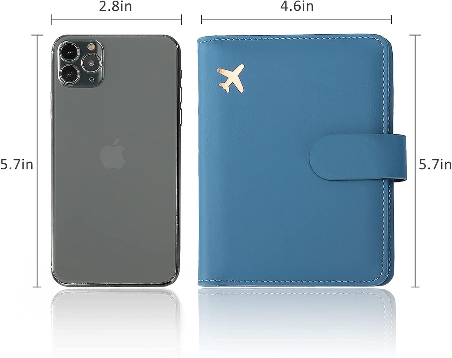 Melsbrinna Unisex-Adults RFID Blocking Travel Passport Cover/Case, Cute Passport Wallet with 10 Compartments, Black Blue