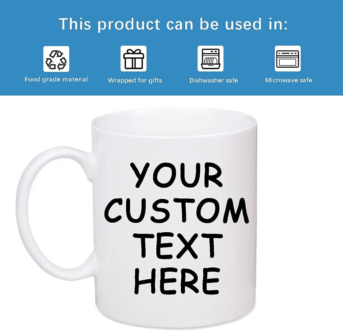 Custom Photo Coffee Mug with Your Picture and Text, Name - Personalized Gifts for Family, Girlfriend, Boyfriend, Best Friend, Birthday, Halloween, Christmas Gifts, Taza Personalizadas - 11oz White