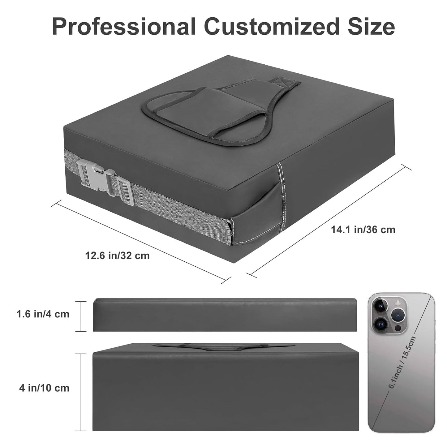 Toddler Booster Seat for Dining Table Kitchen Chair, Waterproof Non-Slip with Backrest & Adjustable Straps, Portable PU Travel Baby Kids Booster Seat Cushion