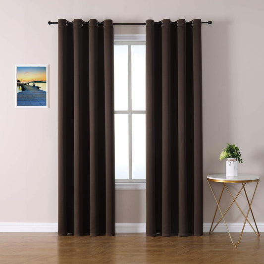 ChrisDowa Blackout Curtains 102 Inches Long 2 Panels Set for Living Room, Grommet Thermal Insulated Room Darkening Curtains for Bedroom (Brown, 52 x 102 Inch)