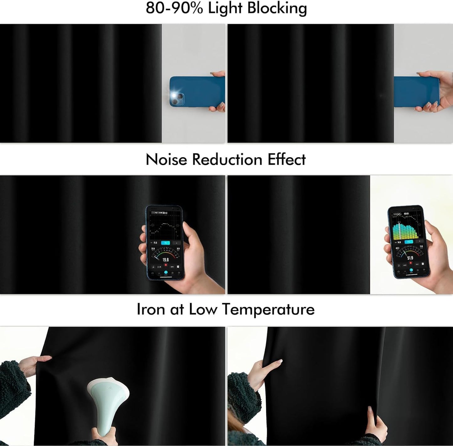 MIULEE Back Tab Blackout Curtains 94 Inch Long 2 Panels Set for Living Room Bedroom, Halloween Black Rod Pocket/Pinch Pleated Thermal Insulated Room Darkening Light Blocking Floor to Ceiling Drapes