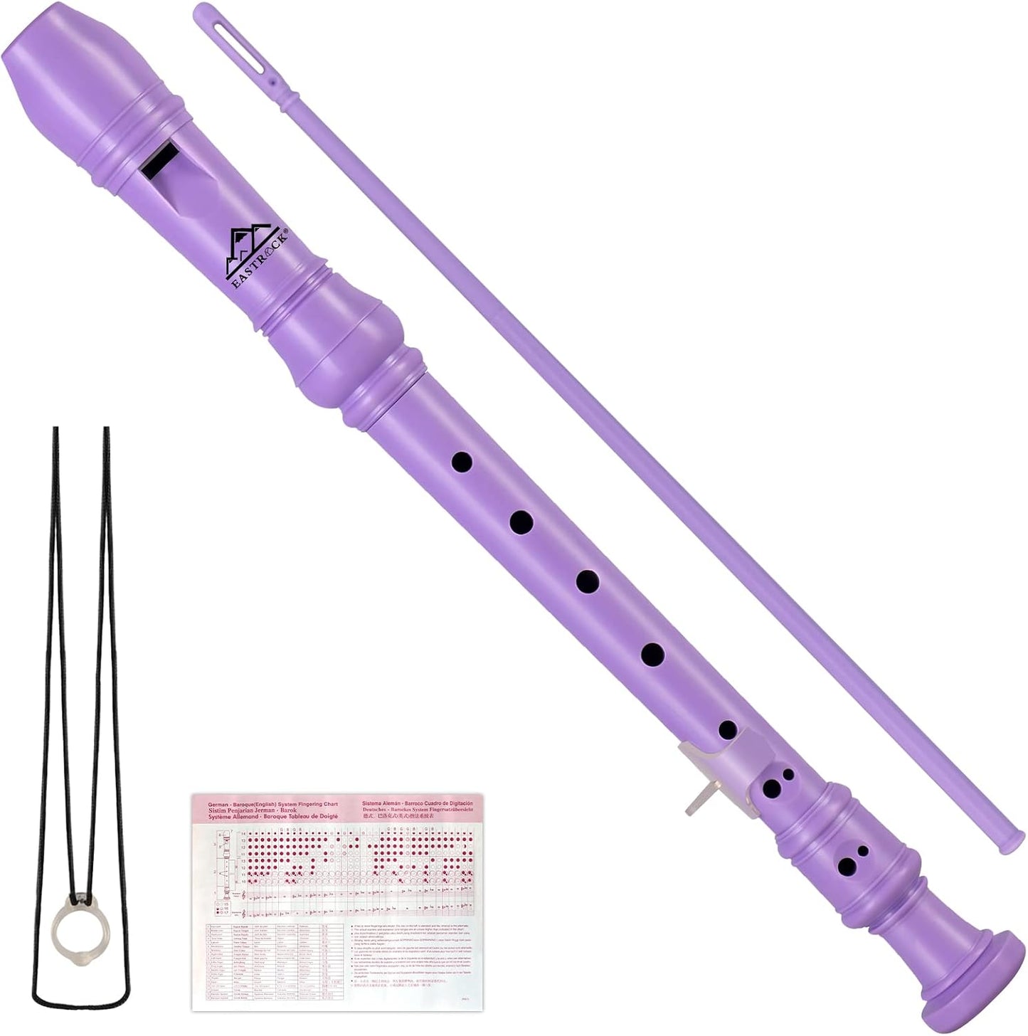 Eastrock Soprano Recorder for Kids Beginners, Recorder Instrument German Style C Key 3 Piece ABS with Cleaning Rod, Fingering Chart, Packing Bag, Thumb Rest