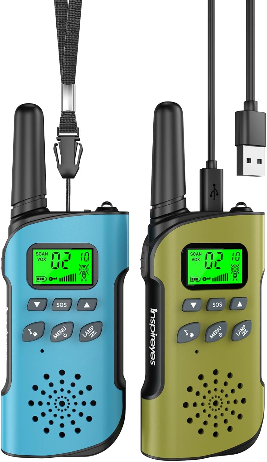 Walkie Talkies for Kids Rechargeable,Toys for Boys and Girls, 2 Pack Long Range 2-Way Radios, Birthday Gifts,Christmas Stockings, Outdoor Play, Family Games, Hiking Camping Gear