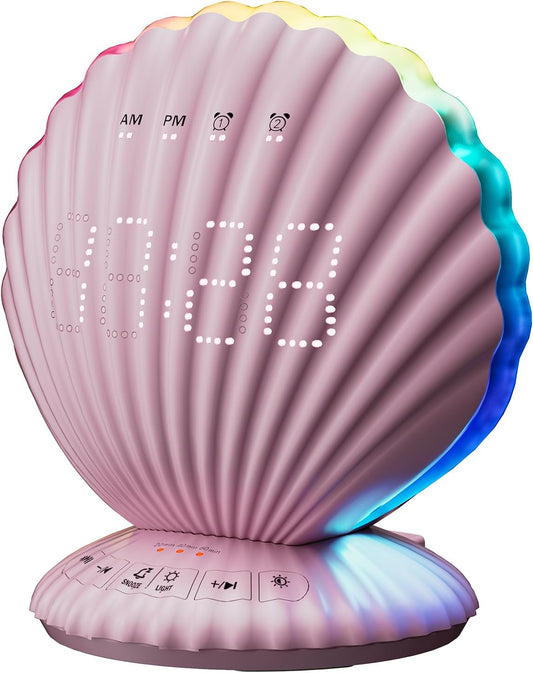 Alarm Clocks for Bedrooms,Portable Bluetooth Speaker,White Noise Sound Machines,Song 20/40/60 Timer,RGB Night Light,Bedroom Decor Aesthetic,Ideal Gift for Adult Women Teen Girls Boys(Pink)