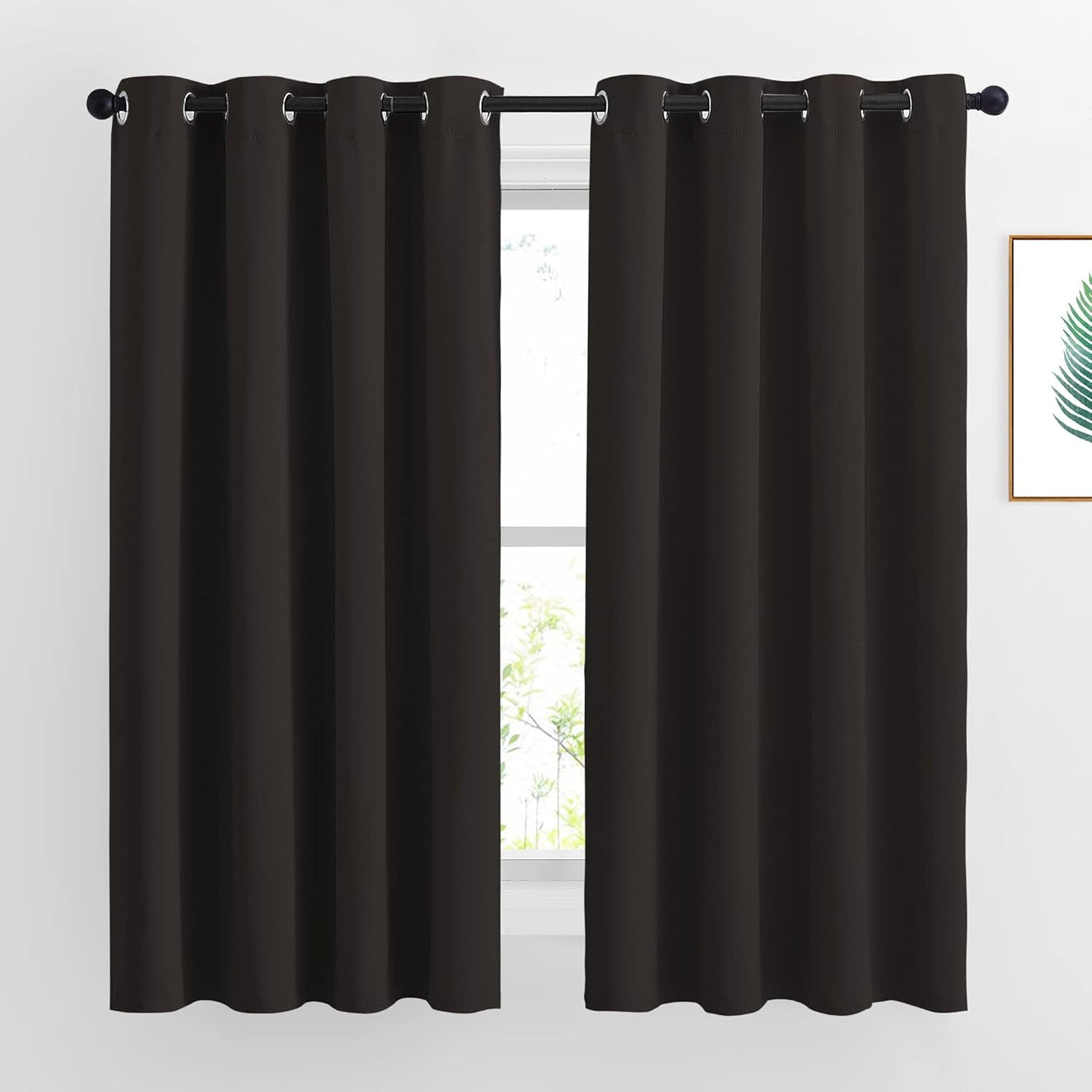 NICETOWN Blackout Curtains Panels for Window - Triple Weave Energy Saving Thermal Insulated Solid Grommet Blackout Drapes for Kitchen (1 Pair, 52 inches by 63 Inch, Toffee Brown)