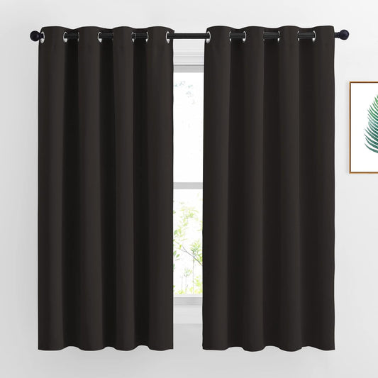 NICETOWN Blackout Curtains Panels for Window - Triple Weave Energy Saving Thermal Insulated Solid Grommet Blackout Drapes for Kitchen (1 Pair, 52 inches by 63 Inch, Toffee Brown)