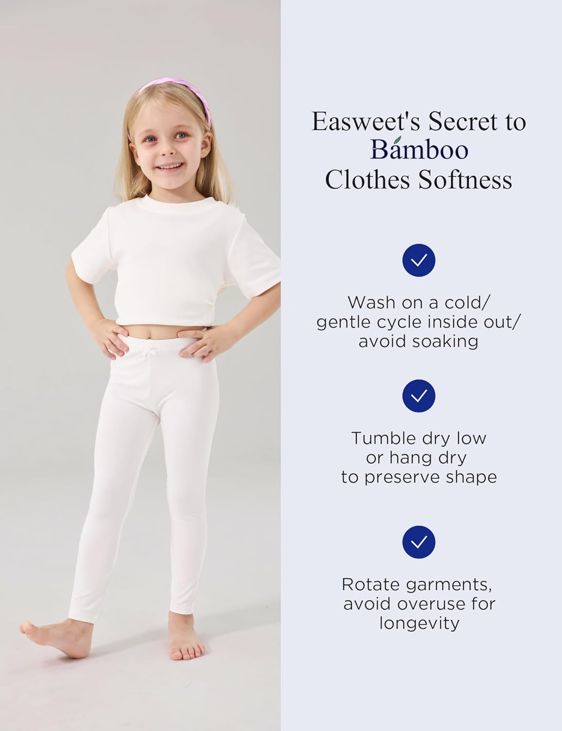 Toddler Girls Leggings 2-Pack Bamboo Viscose Little Girls Casual Stretch Pants